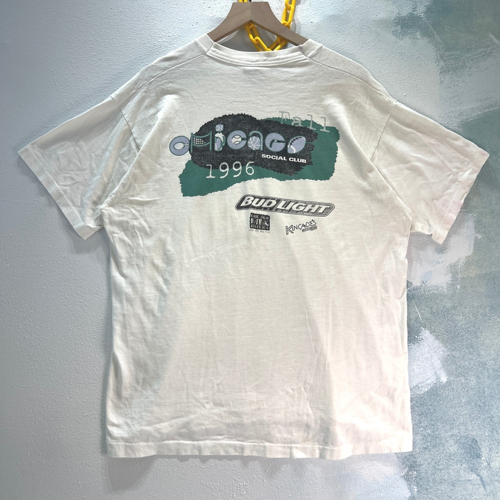 VTG 1996 Football Chicago Social Club T-Shirt FOTL Mens XL White Bud Light USA